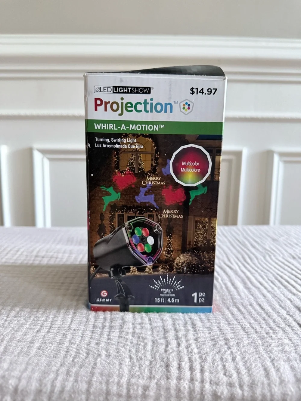 Gemmy LED Lightshow Whirl-A-Motion Merry Christmas Projector Light, Open Box